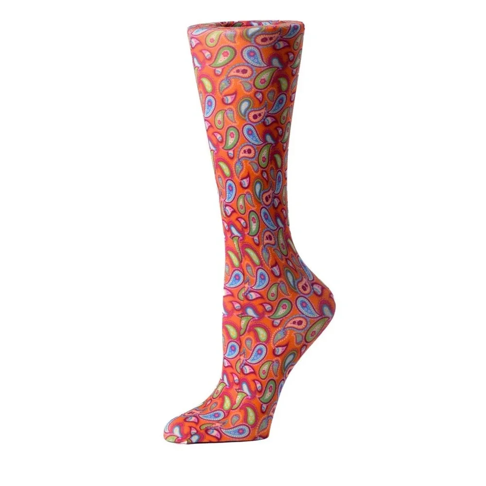 New Bright Paisley 10-18 mmHg Graduated Compression Sock sz 6-12 Calf Circ 18